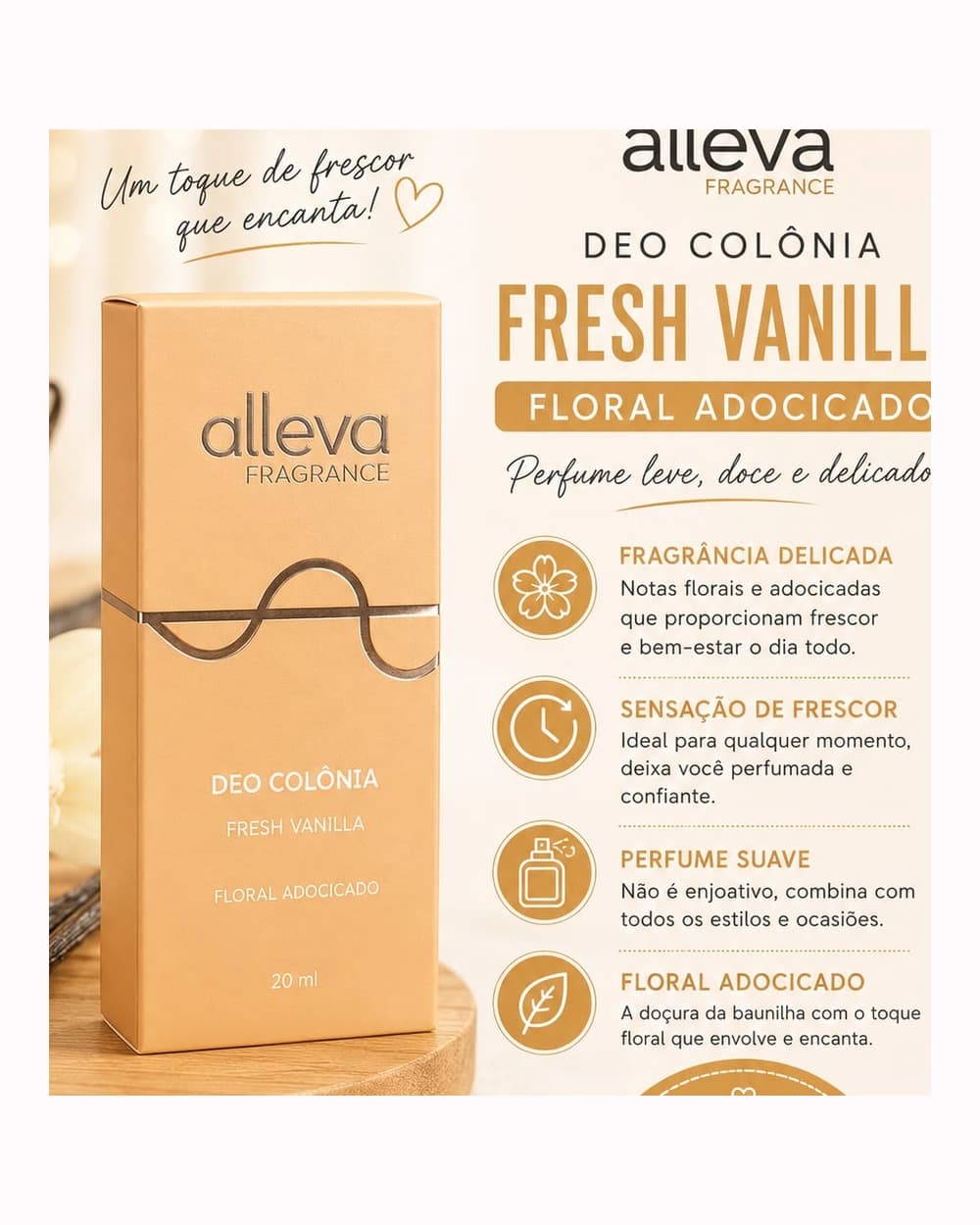 Deo Colônia Fresh Vanilla Alleva