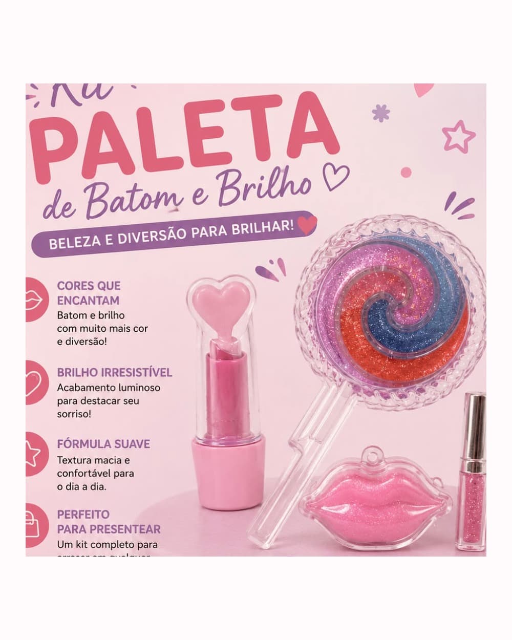 Kit Paleta de Batom e Brilho