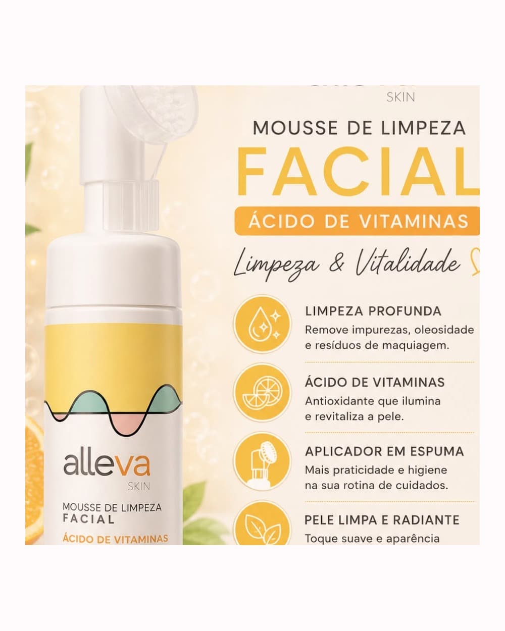 Mousse de Limpeza Facial Alleva